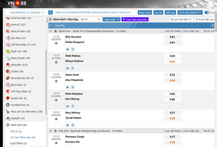 Hướng dẫn cách chơi Cá Cược Golf tại Vn88